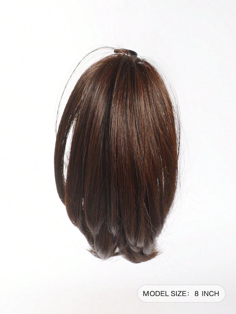 Synthetic Claw Clip Ponytail Extension 8-inch Short Curly Ponytail Hair Piece For Women's Daily Use