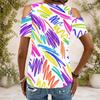 Women Plus Size Keyhole Ring Neck Cold Shoulder Short Sleeve Abstract Printed Top