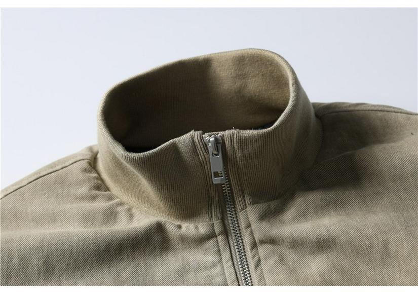 QIYOU Winter 2025 American Retro Stand Collar Cotton Jacket with Large Pockets