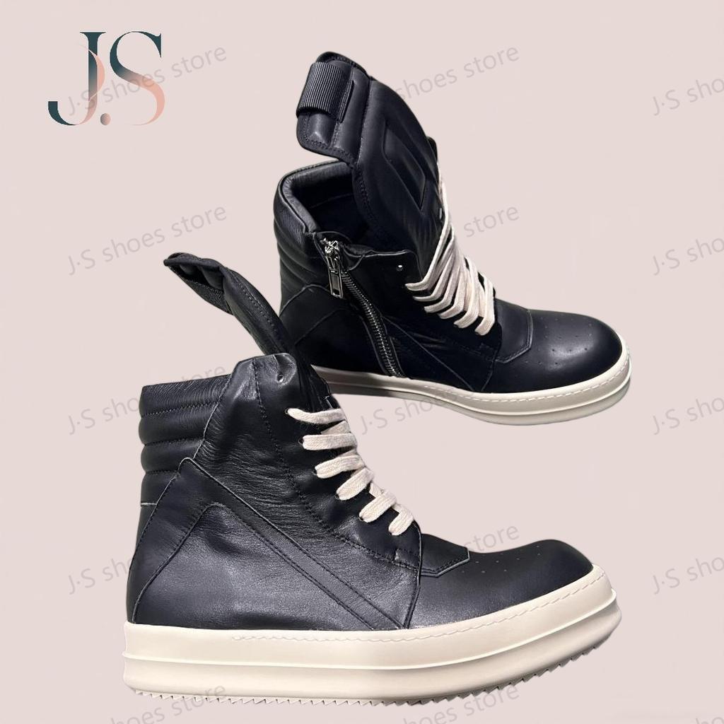 R-o Klassische Sneaker Schwarzes Leder High Top Schuh Herren Sneaker Reißverschluss Rindsleder Damen Freizeitschuhe Schnürstiefel Geobasket Stiefelette