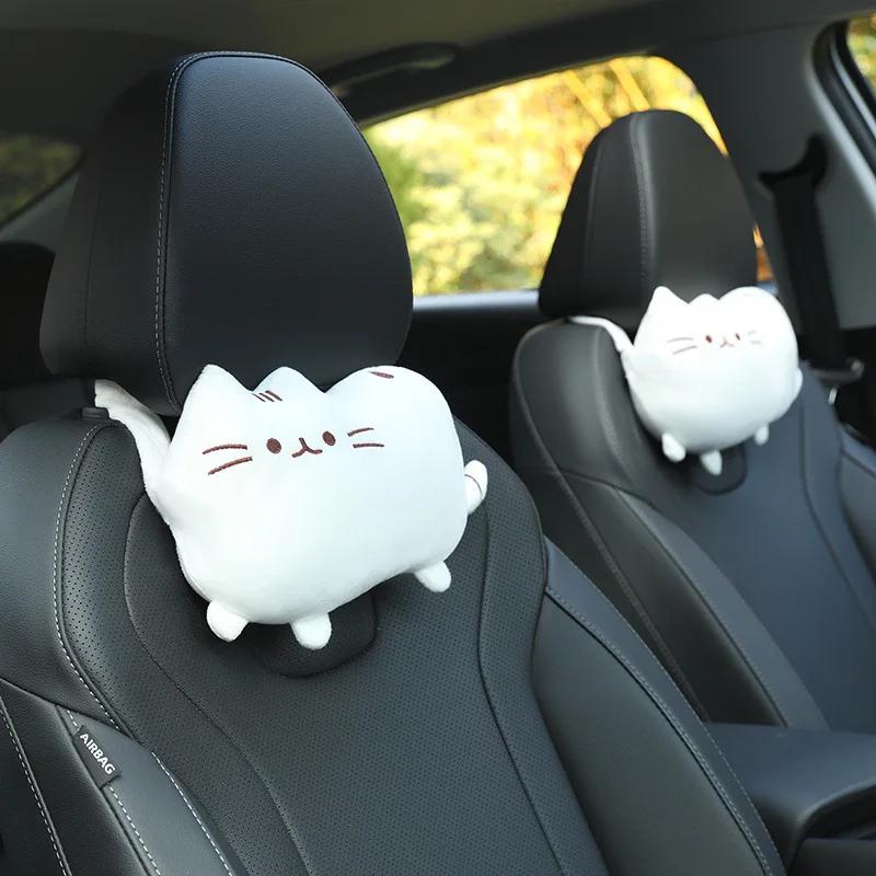 Creative Cartoon Cute Cat Auto Car Seat Head Neck Rest Cushion Headrest Pillow Plush Pad Car Safety Pillow Car Accessories