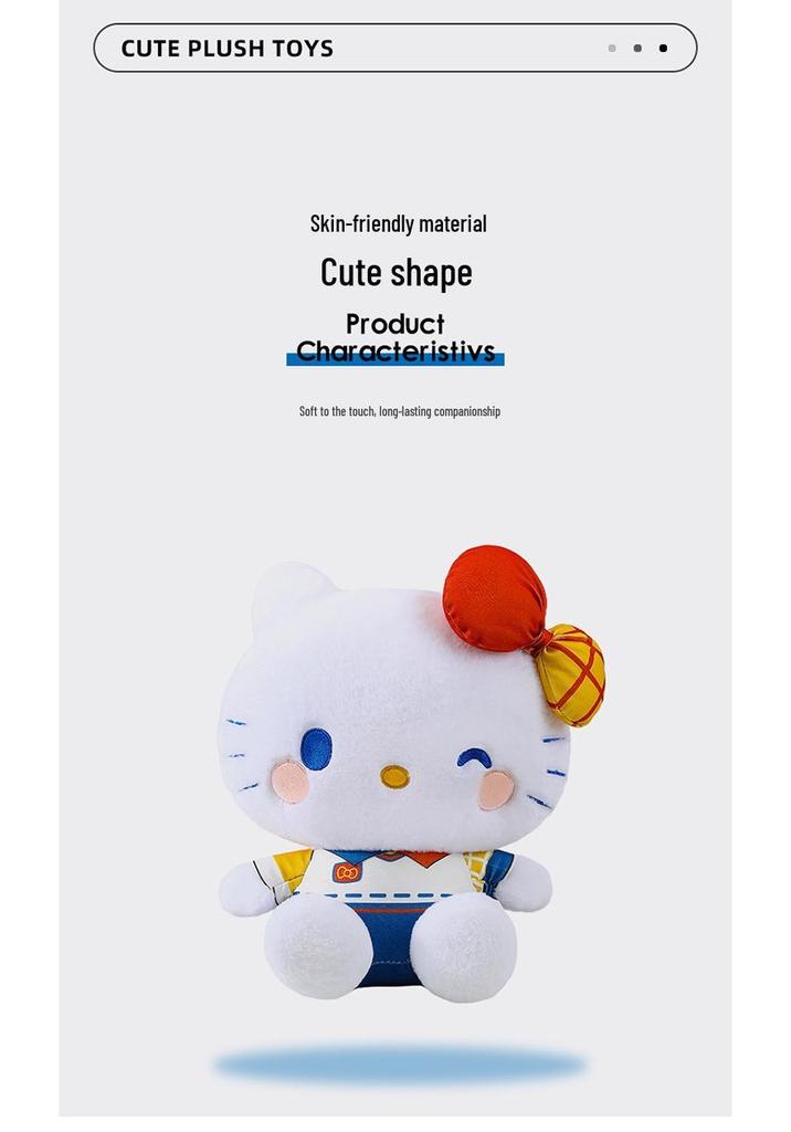 Peluche Gatto KT Stile Giapponese con Occhi Lampeggianti - Carina Statuetta Cartone Animato