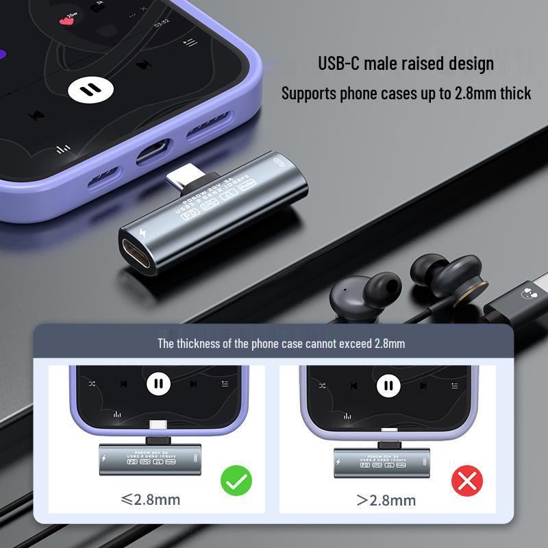 USB-C To 3.2 Adapter: PD 60W Fast Charge & Music Converter, Supports External Video Recording, Multi-Device Compatible