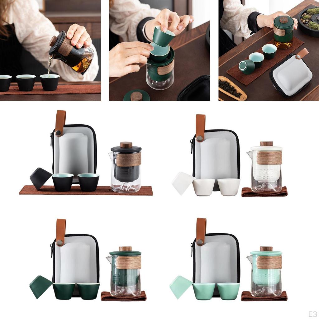 Ceramic Tea Set with Infuser And 3 Cups - Sleek Functional