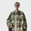 Unisex Retro Green Plaid Jacket - Spring & Autumn 2023, Loose Fit, Long-Sleeved, Non-Iron