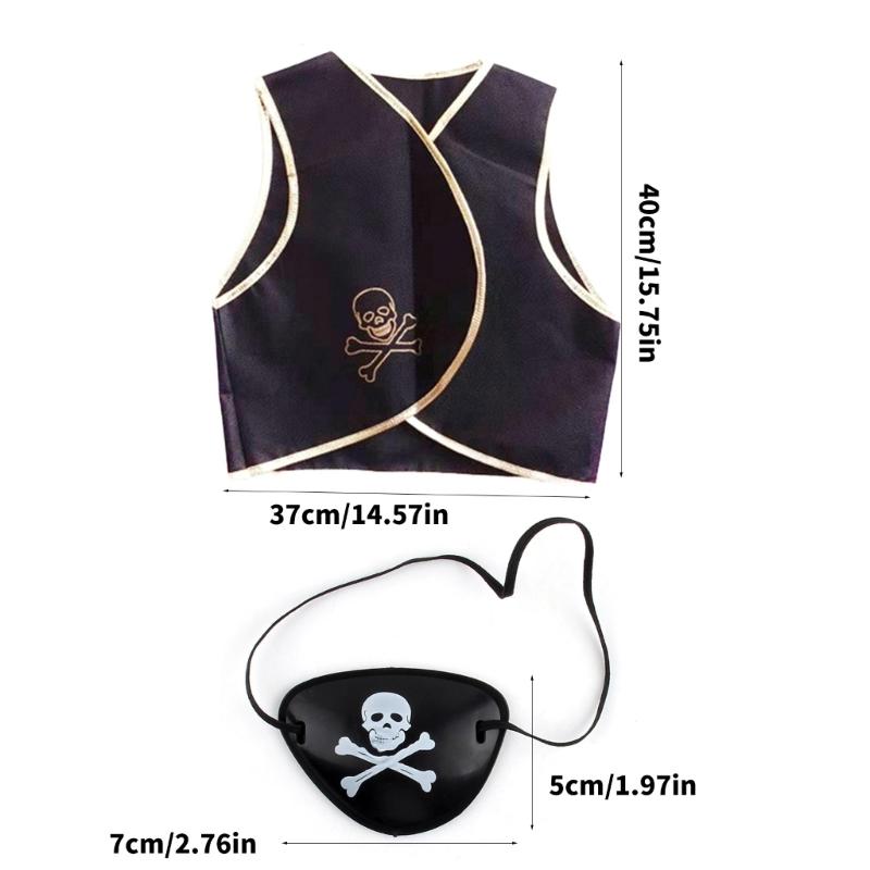 Pirate Hat Pirate Eye Patches Skull Pattern Pirate Tops Halloween Pirate Cosplay Accessories Pirate Costume Set