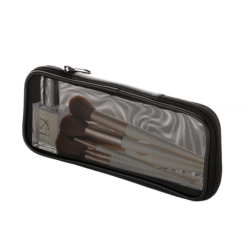 Black Mesh Travel Makeup Brush Bag for Eyebrow Pencil, Eyeliner, Eyeshadow & Powder Brushes