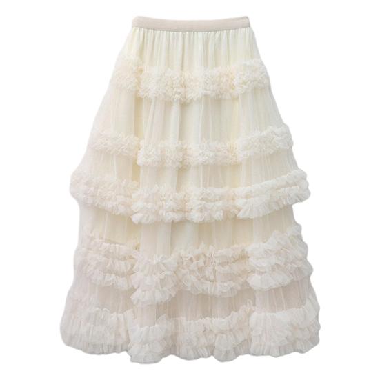 

Жіноча багатошарова максі спідниця-тюль з високою талією, А-силует, з рюшами, балетна спідниця, сітчаста спідниця, багаторівнева, довга, повітряна, спідниця феї абрикосовий