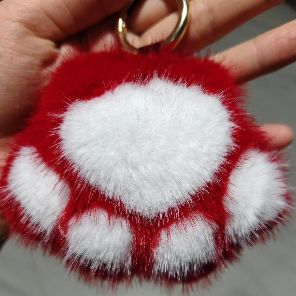 Furry Doll Cat's Paw Stuffed Keyring Stuffed Animal Plush Cat's Paw Pendant  Bag Ornaments