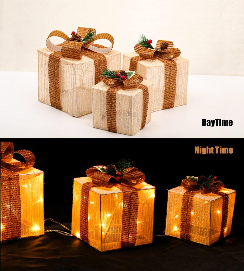 MORGEN SKY Christmas Tree LED String Battery Gift Mini Bulb Fairy Christmas Timer Set of 3 Lights, Outdoor/Indoor Lights, Operated, Box, Lighting,