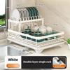 2-Tier Dish Drying Rack With Drainer Anti-Rust Kitchen Counter Tableware Drainboard Storage Organizer Supplies For Dishes