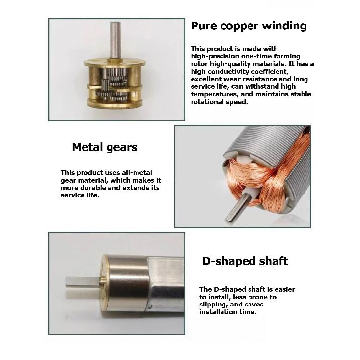 JGA16-030 DC6V340RPM Miniature DC Motor - All-metal Gear Intelligent Lock Electronic Lock Motor