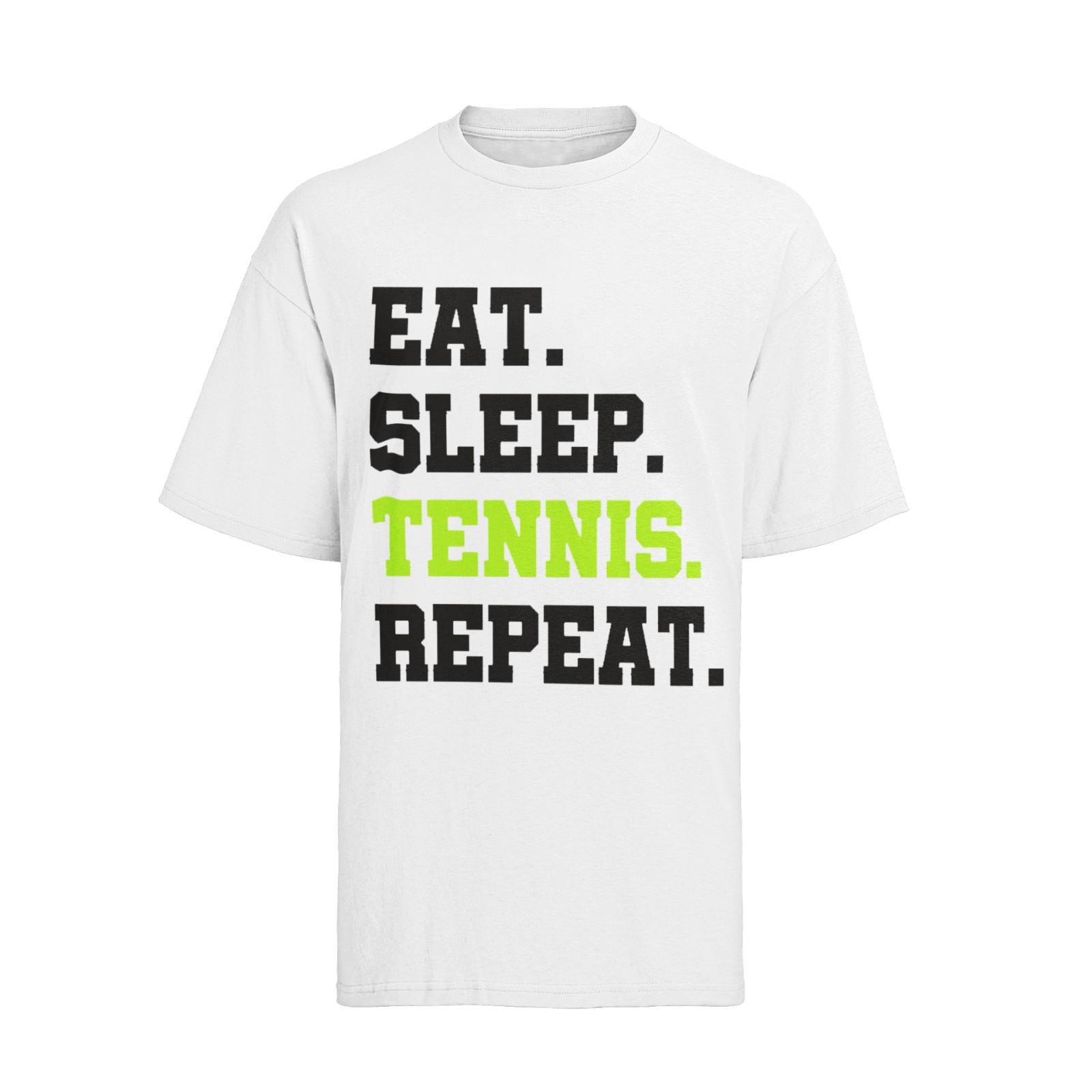 Mens Organic Cotton T-Shirt Mens Womens Tees Top Spo0rt Motifs Tennis Wimbelton Eat Sleep Repeat XL