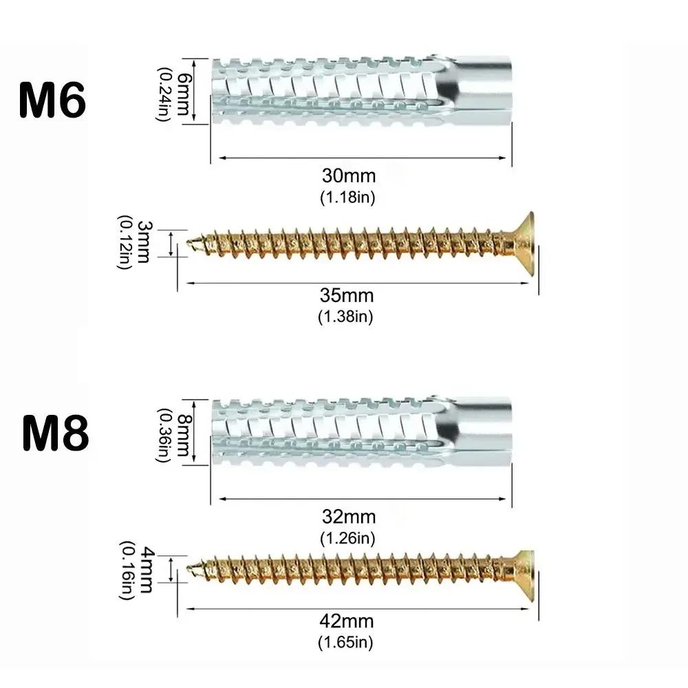 20/50/100sets Metal Serrated Expansion Tube Self Tapping Screws Pipe Drilling Plug for Concrete Wall Anchors Fasteners Bolt Kits