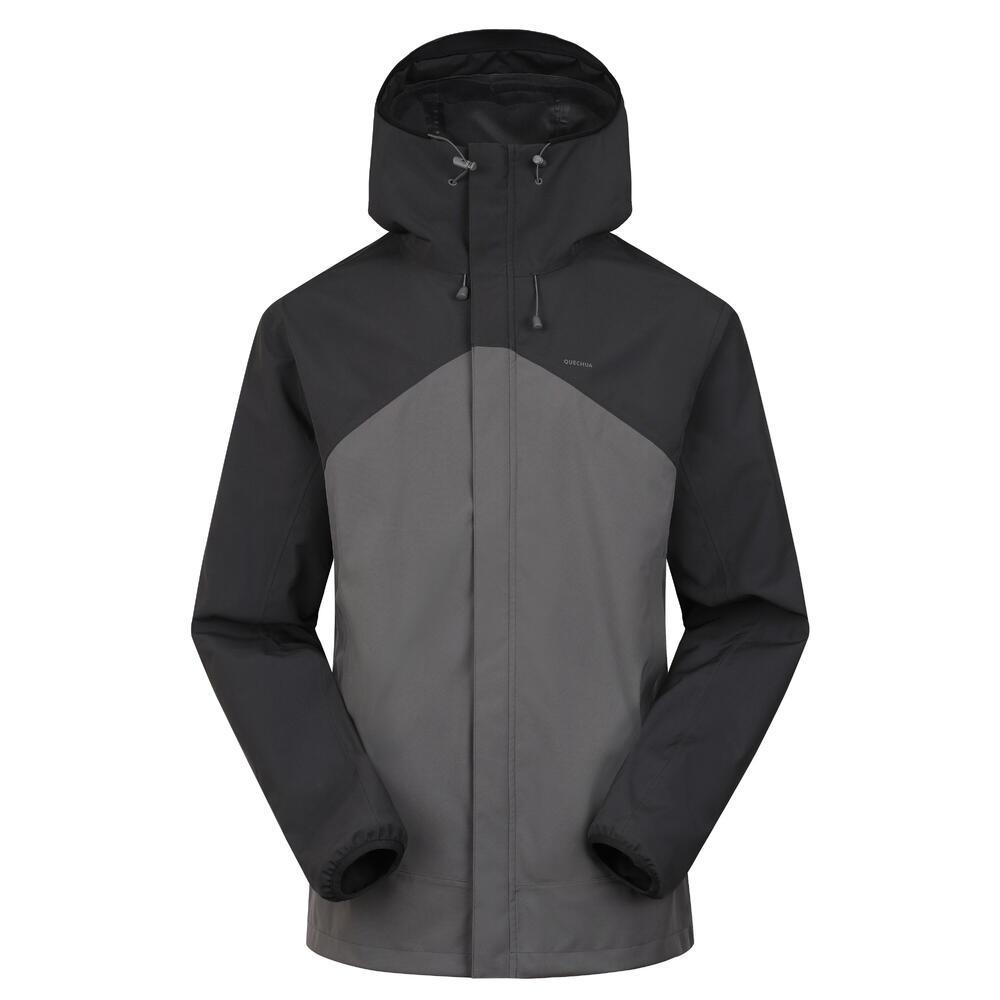 

DECATHLON MH150 Color-blocking Design Hiking Hood Waterproof Jacket Men s Dark Smoke Gray 2XL