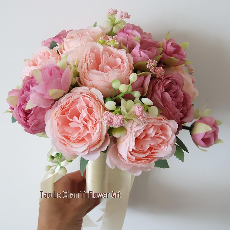 Korean Style Bridal Bouquet for Weddings - Artificial Flower Ball for Bridesmaids & Photo Props