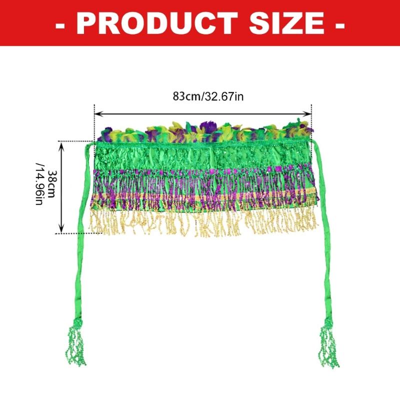 Mardi Gras Skirt Belly Dance Hip Scarf Mardi Gras Costume Sequins Fringe Tassels Wrap Skirt Sparkly Glitter Skirt