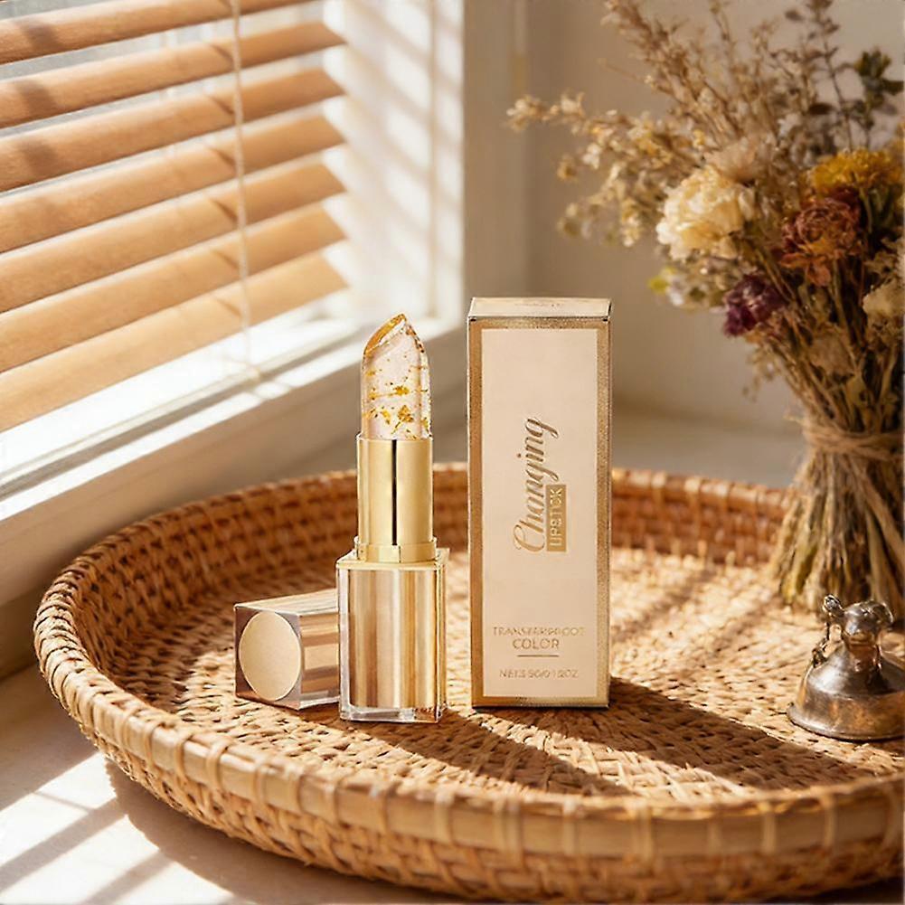 Temperature Changing Lipstick With Gold Glitter Hydrating Long Lasting Color Adjusts To Your Body Heat
