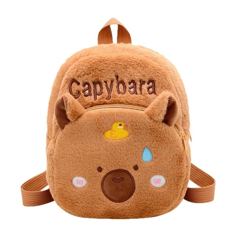 New Style Plush Women Bag Gift For Girls Kids Capybara Doll Plush Backpacks Portable Cartoon Animals Cute Capybara Backpack