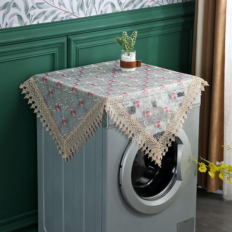 Washing Machine Lace Microwave Oven Refrigerator Cover Towel Universal Tea Table Cover Cloth Sunscreen Bedside Table Dust Cover Tablecloth Dustproof