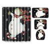 Christmas Shower Curtain Floor Mat Combination Four-Piece Set Bathroom Non-Slip Mat Toilet Absorbent Door Mat Carpet