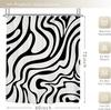 Retro Black White Shower Curtain Abstract 70s Art Waves Stripes Geometric 60s Vintage Simple Aesthetic Artistic Bathroom Decor