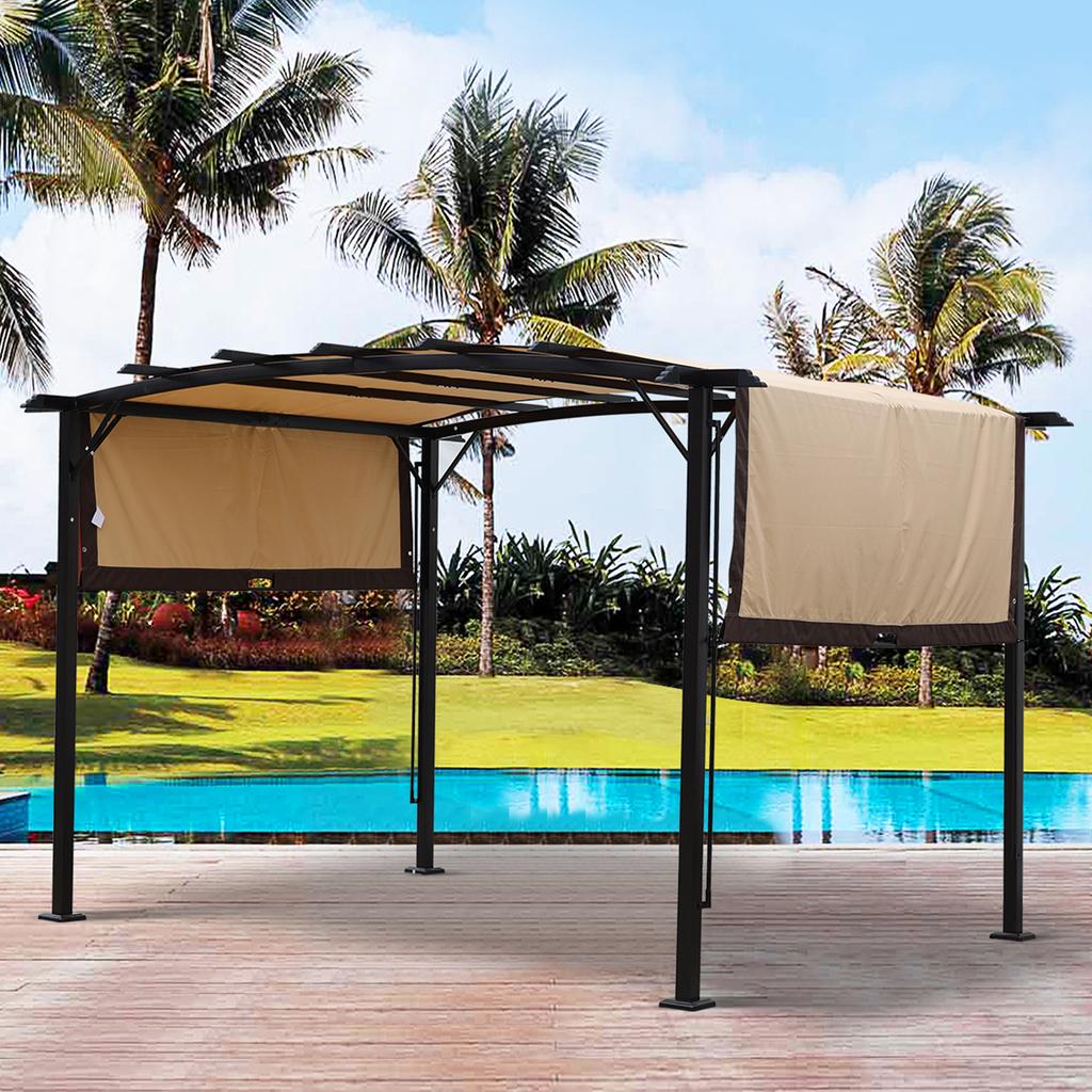 Replacement Roof for 12 x 9 Ft Curved Outdoor Pergola Construction, Waterproof Sun Protection Awning for Patio and Balcony, UV-Resistant (Beige)