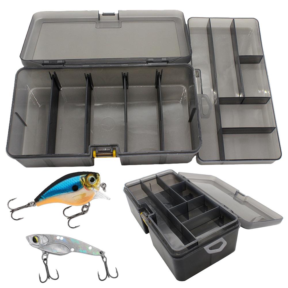 Double Layer Fishing Box Waterproof Plastic Fishing Lure Box Lures Hook Minnow Bait Storage Case Multifunctional Fishing Tool
