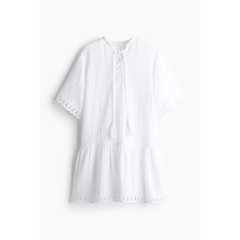 

HM 2025 Summer New Arrival Women s Clothing Fashion Casual Cotton Shirt Dress Style Dress 1293956 White 150/76