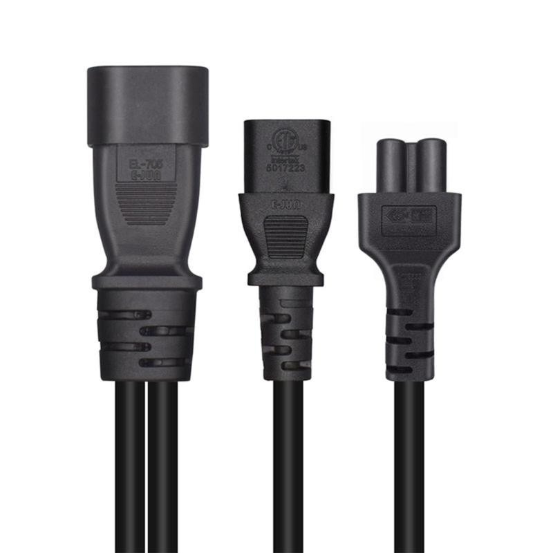 IEC C14 Stecker Verlängerungsstromkabel 3-poliger Stecker IEC320-C14 auf IEC320-C13+C5 Konverter-Adapterkabel