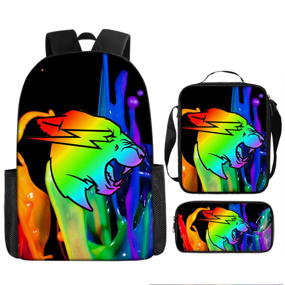 Mr Beast Lightning Cat 3d Print School Backpack With Breathable Oxford Fabric For Kids