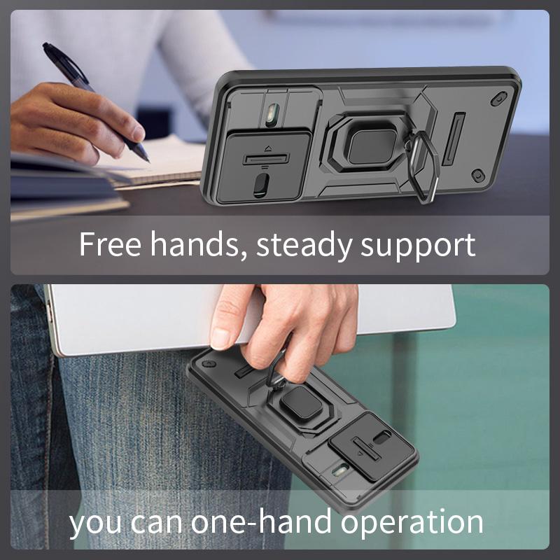 Armor Funda For Xiaomi Poco F7 Pro 5G Slide Lens Protector Ring Stand Back Cover For Poko Little F7 Ultra PocoF7 F 7 Pro 5G Capa