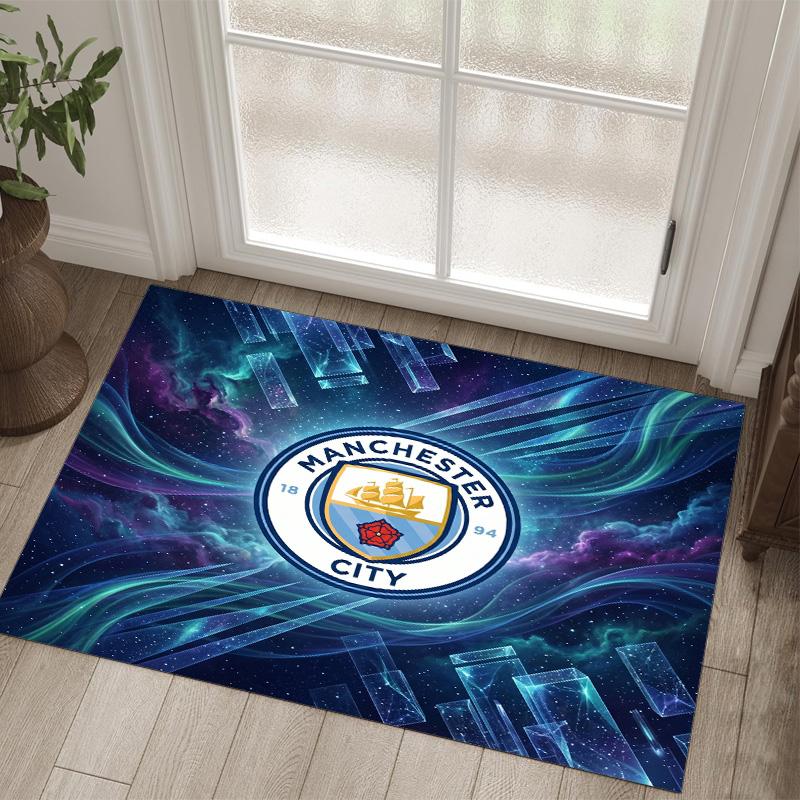 Manchester City Design Crystal Velvet Carpet Cozy Non?Slip Printed Rug For Bedroom Living Room Entrance