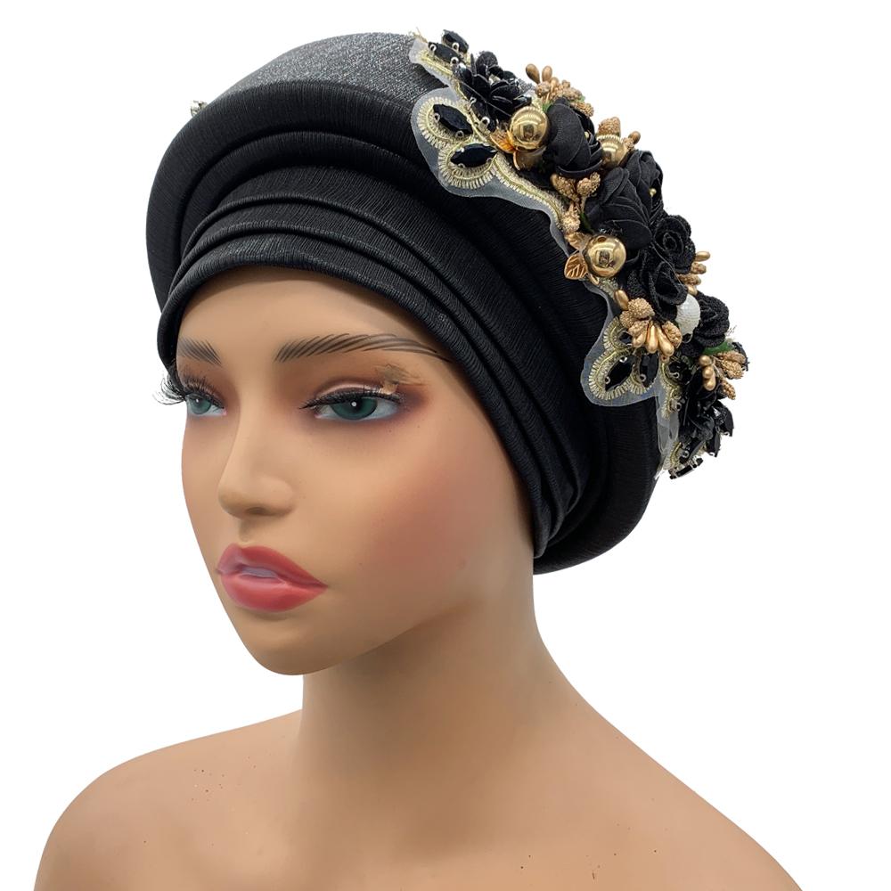 Exquisite Bouquet African Women'S Turban Cap Ready To Wear Nigeria Auto Gele Headtie Female Fashion Head Wraps Turbante Mujer