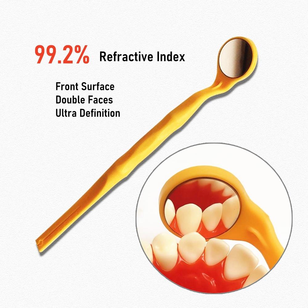 1 Piece Dental Mouth Mirror Oral Examination Mirror Front Surface Ultra Definition with Endo Ruler Refractive Index 99.2% 92% and 85%
