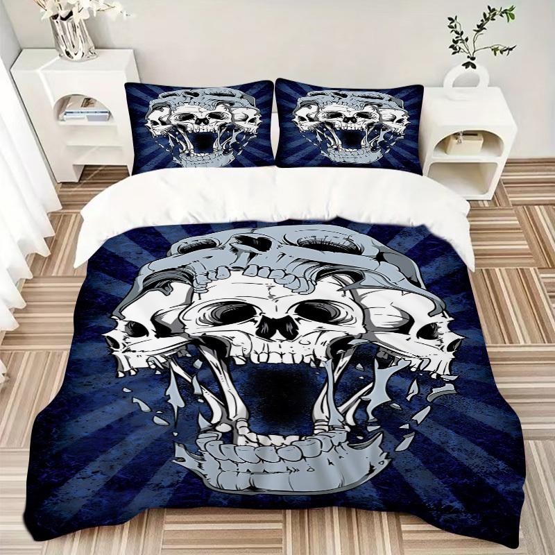 3pcs bedding set Skull Horror Includes 1 Comforter + 2 Pillowcases, Without Pillow Inserts, Soft Comfortable, Lightweight Breathable088
