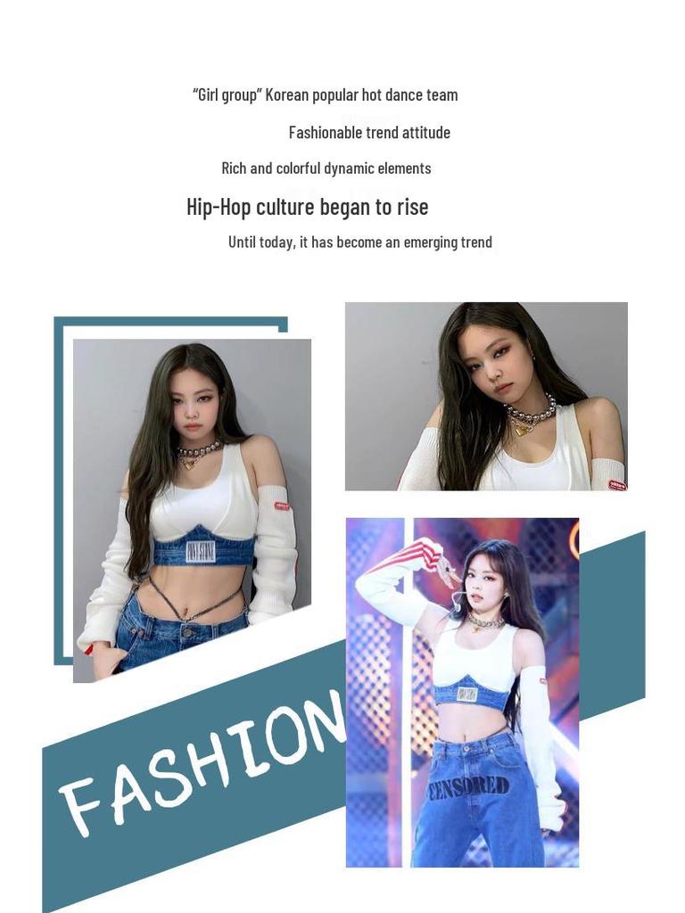 Jennie Kim Schulterfreier Stil: Heißes Mädchen Kurzes Top Jazz Tanz Bühnenkostüm