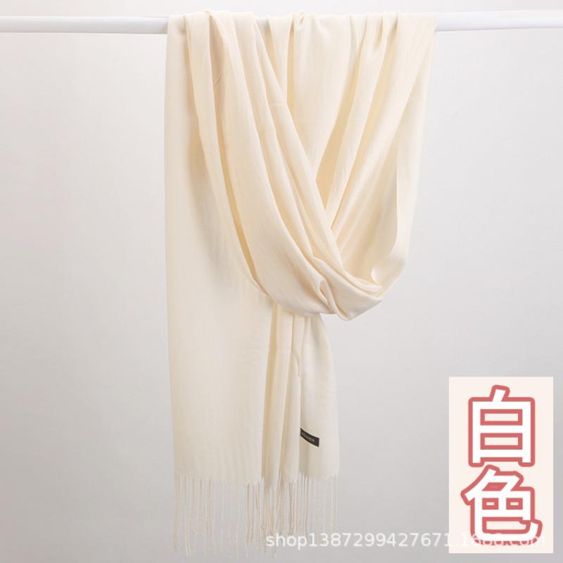 Solid color cashmere bristle scarf women's autumn and winter warm versatile gift shawl factory