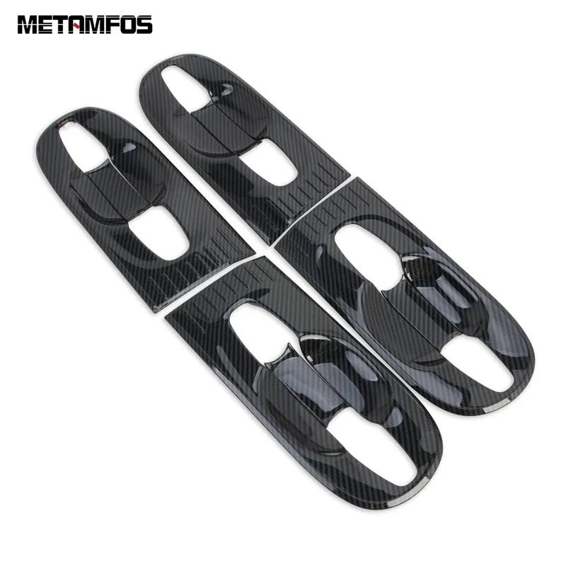 For Toyota Sienna   Carbon Fiber Chrome Side Door Handle Bowl Cover Trim Protector Sticker Bezel Accessories Car Styling