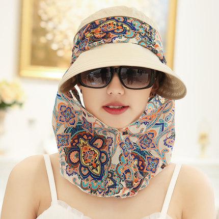 Hat Women's Sun Hat Summer Sunscreen Foldable Summer Sun Hat Outdoor Cycling Big Edge Face Cover Sun Hat