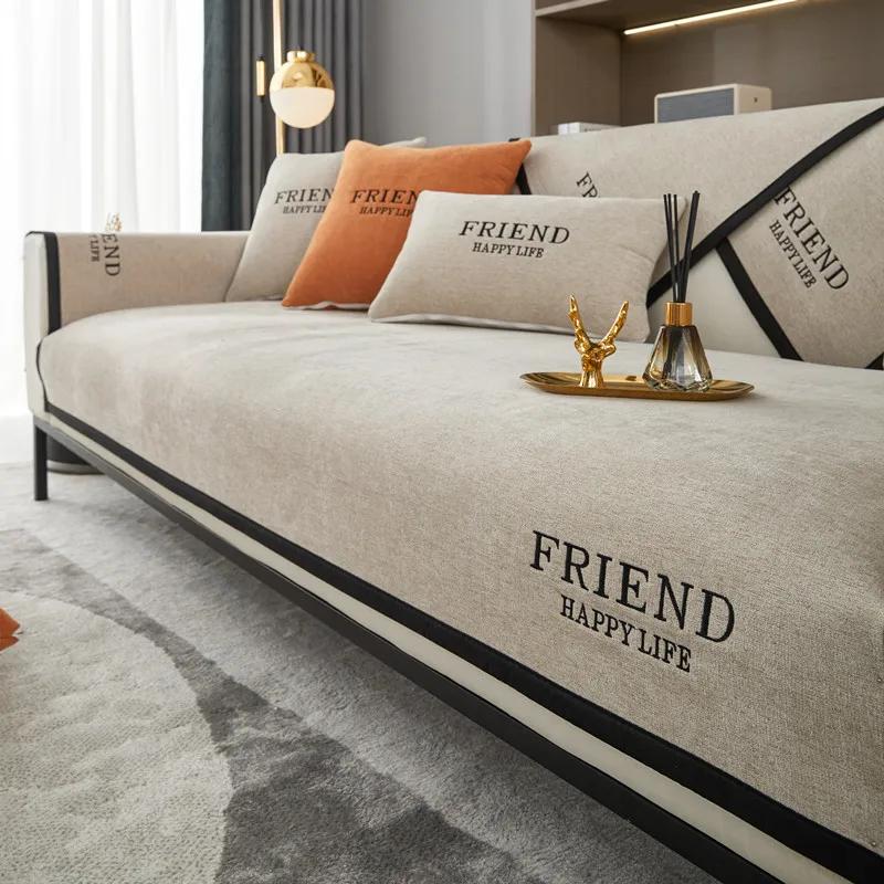 Luxury Chenille Sofa Cushion for Living Room Non-slip Sofas Towel Couch Cover Corner Sofa Towels Seat Pad Home Protection Covers