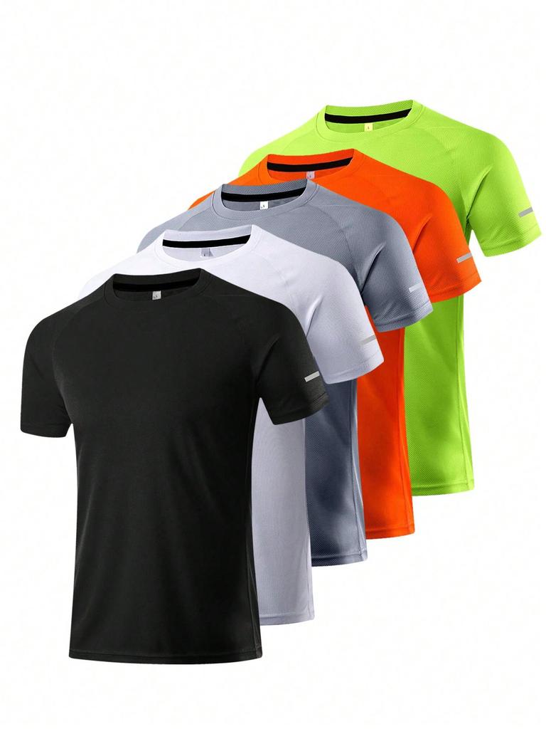 5 Teile/satz Herren Kurzarm Quick Dry Sport Fitness Basketball-Training Kurzarm Angeln Laufen Lose T-Shirt