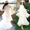 High-end design Magnolia neck sleeveless cake dress seaside vacation sexy off-the-shoulder super fairy dress