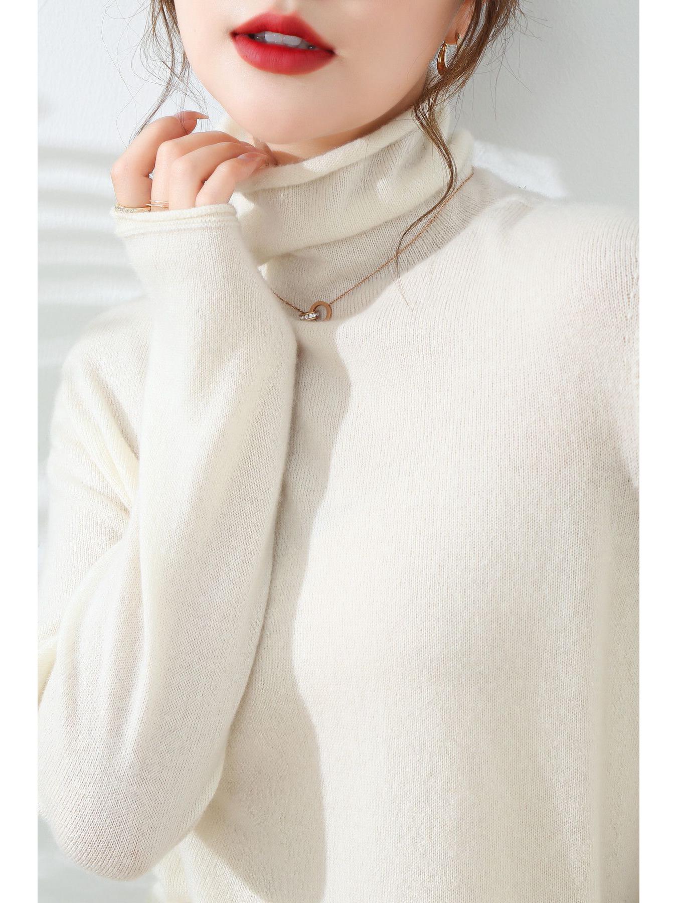 

Женский свитер с высоким воротом из чистого детского кашемира - Однотонный вязаный пуловер 2XL