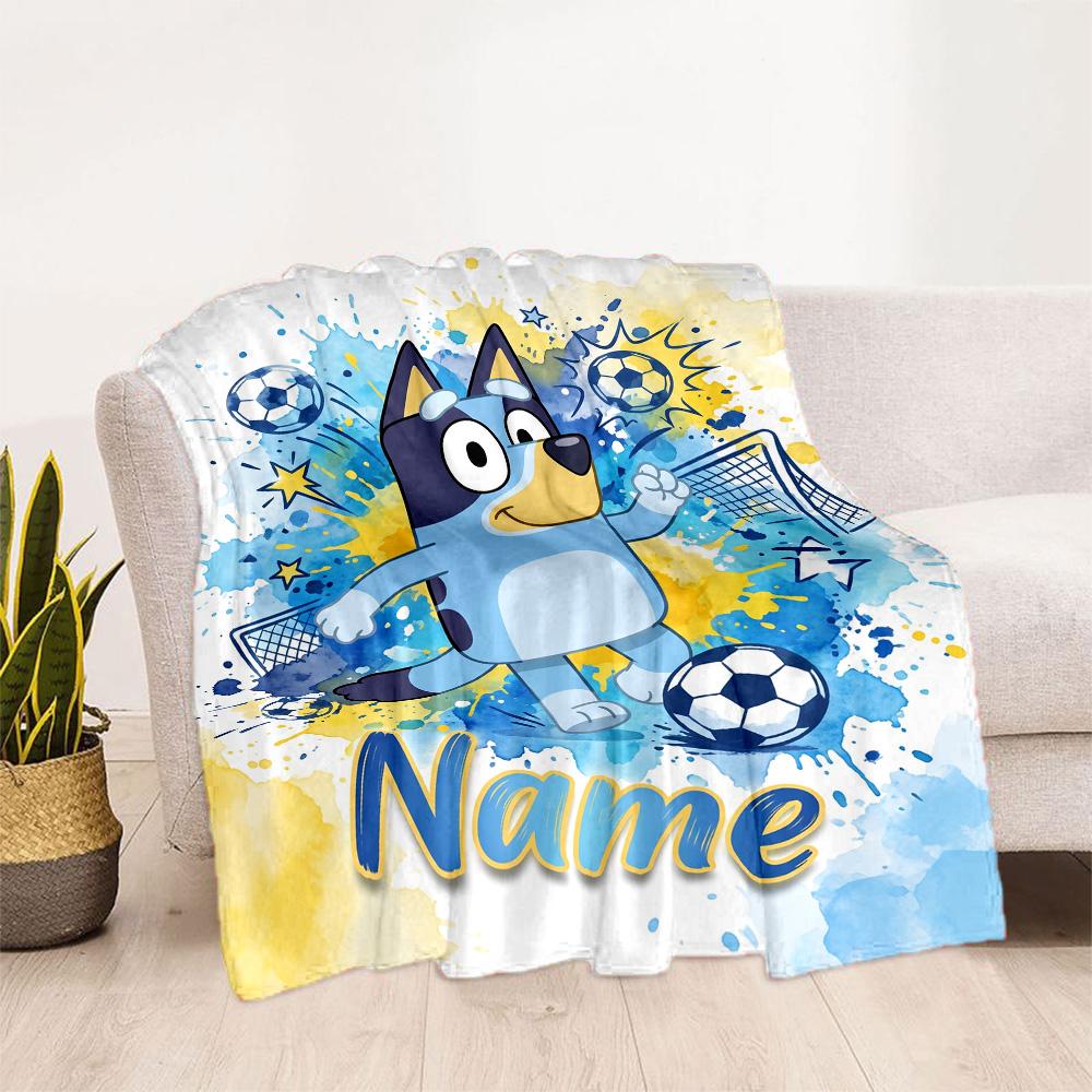 Bluey Scores Again! Customize Text Blanket Multi-purpose Personalized Blanket Ultra-Soft Great for Office Picnics Seaside Sofa Four Seasons Universal
