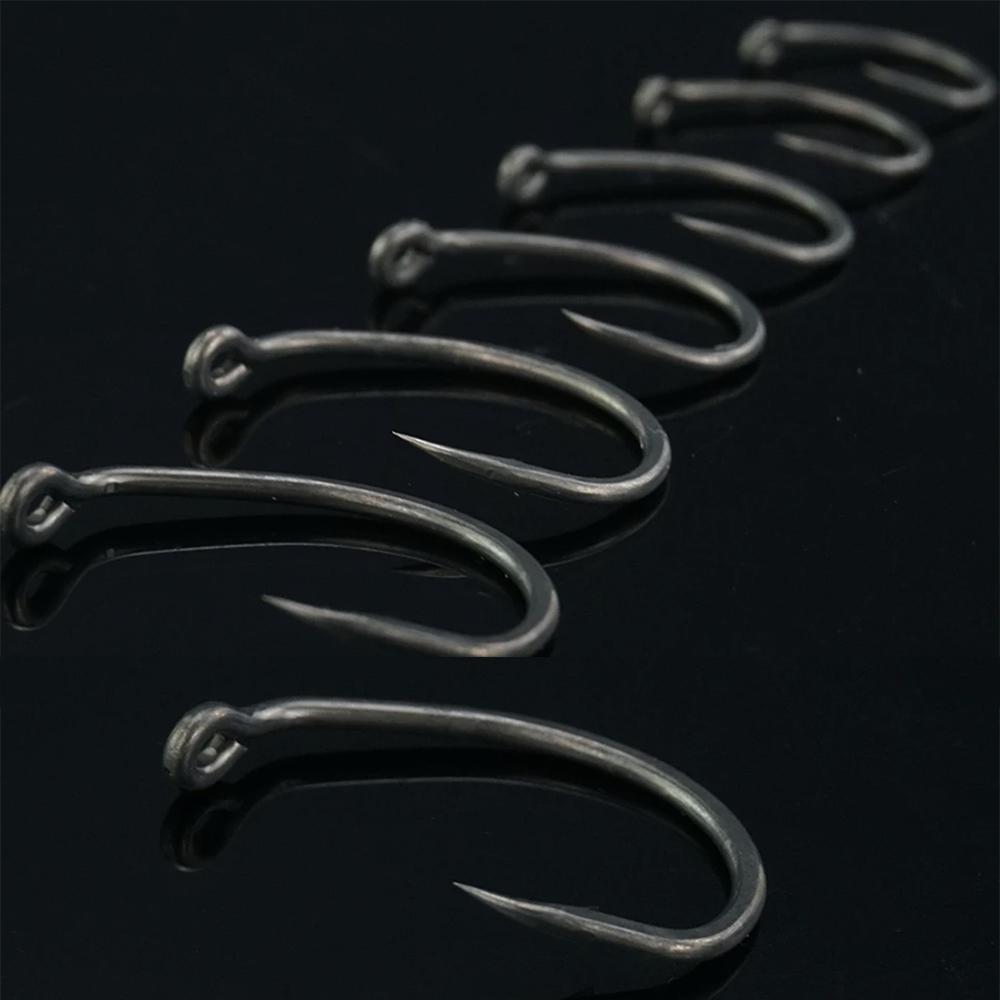 500 Pieces In Bulk PTFE Coated High Carbon Stainless Steel Barbed Fish Hook With Eye Fishing Accessories 8025