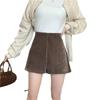 Petite Women's Autumn/Winter High Waist Corduroy Wide Leg Casual Shorts
