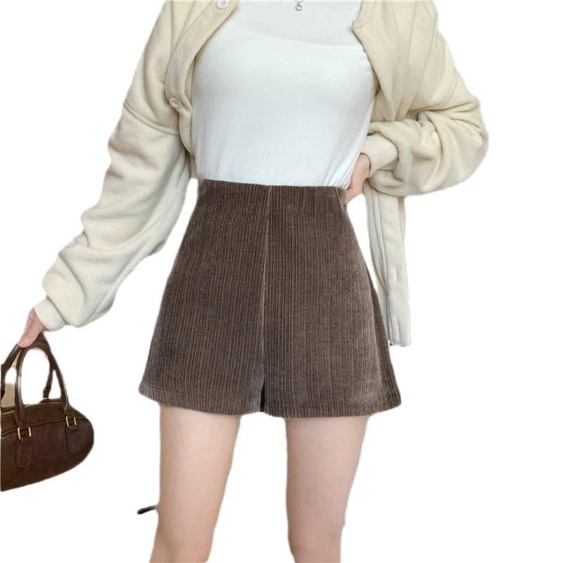 Petite Women's Autumn/Winter High Waist Corduroy Wide Leg Casual Shorts