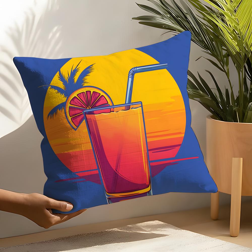 Beautiful T-Tequila Sunrise Cocktail 3 Linen Cushion Covers For Decorative Sofa Home Pillows Case Car Chair Pillows Cases
