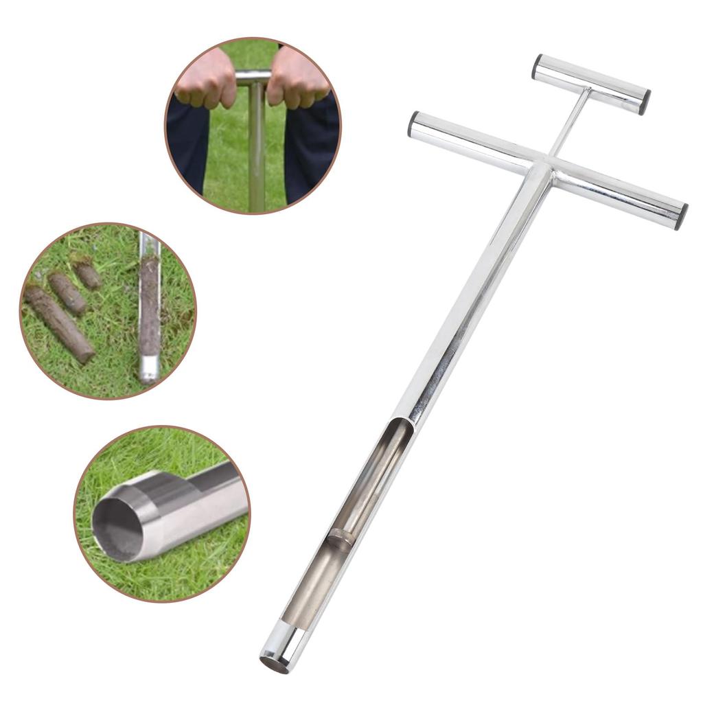 Soil Sampler Kit, Stainless Steel T-Type Soil Sampler with Sample Bag, for Agriculture, Soil Sampling, and Plant Care, 42x19.8x2cm